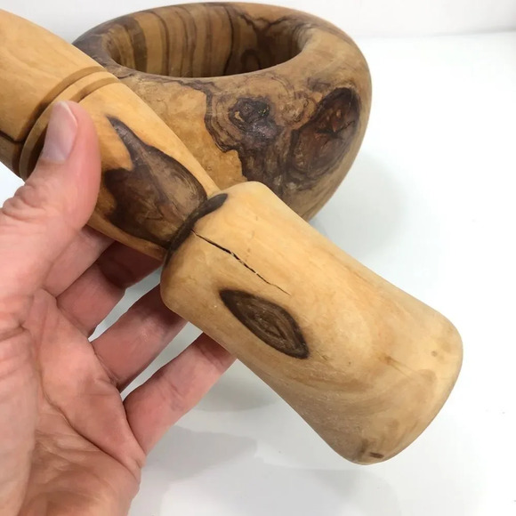 Wooden Hand Carved Mortar and Pestle Set - Picture 5 of 10